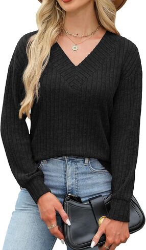 قمم المرأة سقوط سترات الأزياء سترات طويلة الأكمام الخامس من رقبة بلوزات العرقلة غير الرسمية ملابس الشتاء 2025 in Kuwait