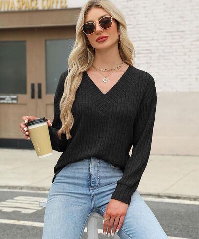 قمم المرأة سقوط سترات الأزياء سترات طويلة الأكمام الخامس من رقبة بلوزات العرقلة غير الرسمية ملابس الشتاء 2025 in Kuwait