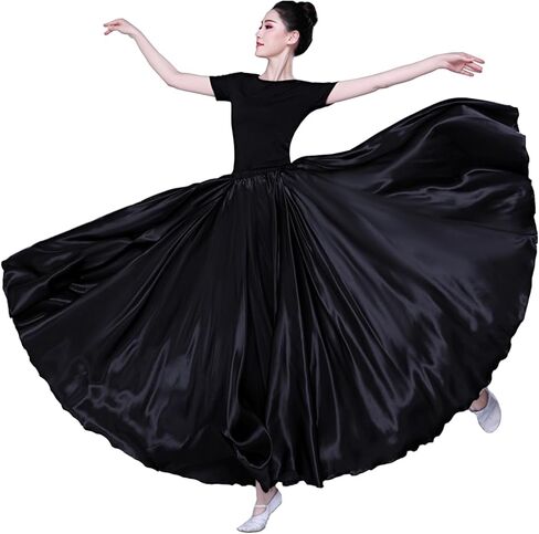 360 Ankle Length Dance Skirt Bellydance Skirts Women Dance Skirt Modern Costume Maxi Skirts for Ballerina in Kuwait