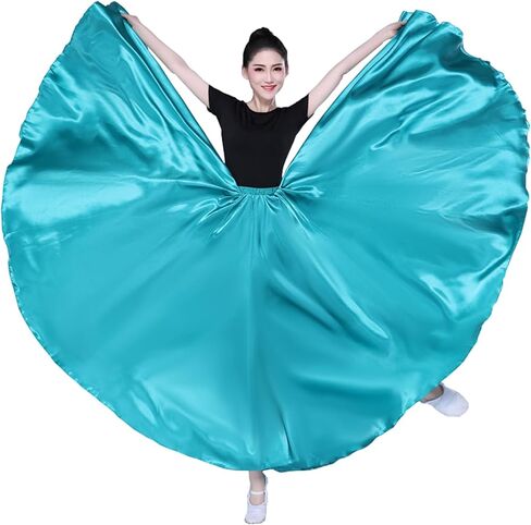 360 Ankle Length Dance Skirt Bellydance Skirts Women Dance Skirt Modern Costume Maxi Skirts for Ballerina in Kuwait