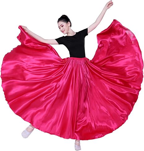 360 Ankle Length Dance Skirt Bellydance Skirts Women Dance Skirt Modern Costume Maxi Skirts for Ballerina in Kuwait