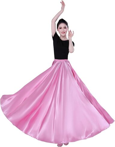 360 Ankle Length Dance Skirt Bellydance Skirts Women Dance Skirt Modern Costume Maxi Skirts for Ballerina in Kuwait