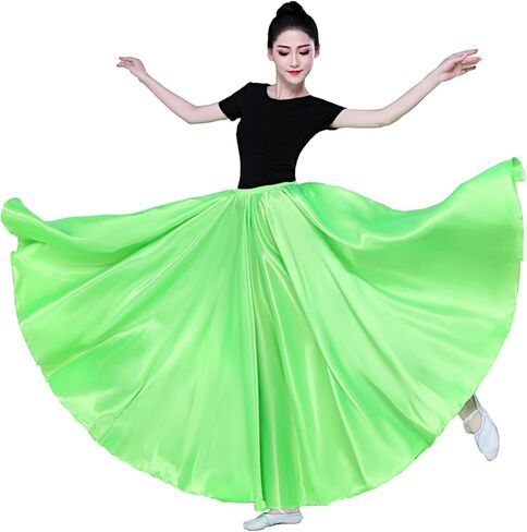 360 Ankle Length Dance Skirt Bellydance Skirts Women Dance Skirt Modern Costume Maxi Skirts for Ballerina in Kuwait