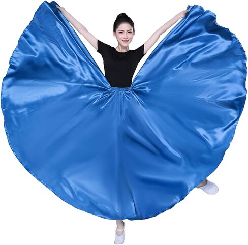 360 Ankle Length Dance Skirt Bellydance Skirts Women Dance Skirt Modern Costume Maxi Skirts for Ballerina in Kuwait