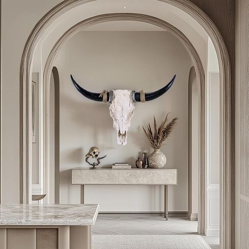 Xouxyjun 31inch Cow Skull Wall Decor ، Decor Horn Horn Hanging Decor ، Wall Hanging Faux Longhorn Skull Faux Lughermy Head ، Decor Home Home Sulpture Home Paux Bull Horns for Wall (Black) in Kuwait