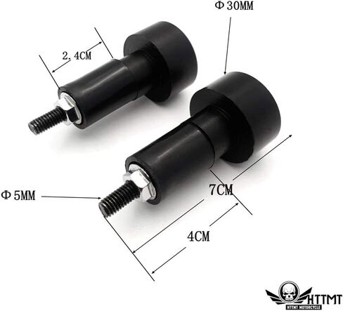 HTTMT- 2X 22mm Black Motorcycle Smooth Anti Vibration Handle Bar End Plug Grip Ends Caps 7/8" Handle Bar Cap End Plugs accessories [P/N: USXH501] in Kuwait