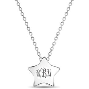 925 Sterling Silver Polished Star Necklace For Young Girls and Pre-Teens 16" - Aesthetic Night Sky Star Necklace For Young Girls - Personalizable Engraved Star Necklace For Teenage Girls in Kuwait