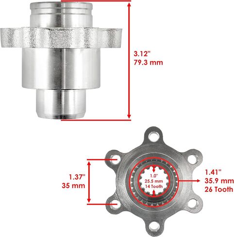Caltric الخلفية الخلفية Middle Drive Boss اقتران متوافق مع Yamaha Rhino 660 YXR660FA 2004 2005 2006 2007 in Saudi Arabia
