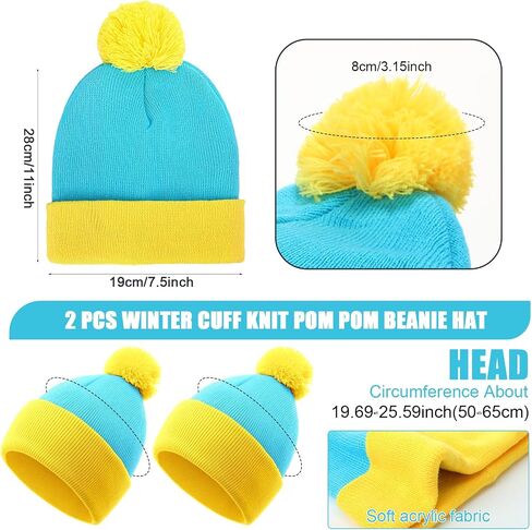 Shinymoon 2 Sets Winter Knit Pom Beanie Hat and Gloves Set Halloween Character Cosplay Headwear Knitted Pompom Cuff in Kuwait