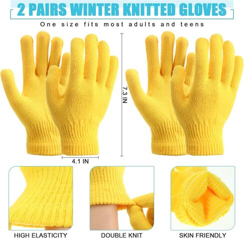 Shinymoon 2 Sets Winter Knit Pom Beanie Hat and Gloves Set Halloween Character Cosplay Headwear Knitted Pompom Cuff in Kuwait