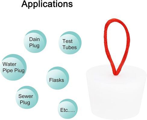 MECCANIXITY Silicone Rubber Tapered Plug 35 to 45mm Solid Bathtub Bungs Stopper with Handle for Test Tubes, Water Pipe, Drainage Hole, White 2 Pieces in Saudi Arabia