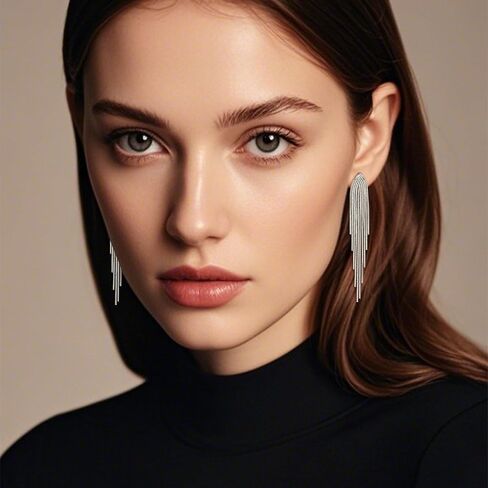 FANZE Clip on Earrings Women, Gold Silver Statement Earrings, Dangle Earrings for Women, Tassel Earrings for Women in Kuwait