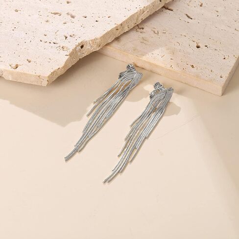 FANZE Clip on Earrings Women, Gold Silver Statement Earrings, Dangle Earrings for Women, Tassel Earrings for Women in Kuwait