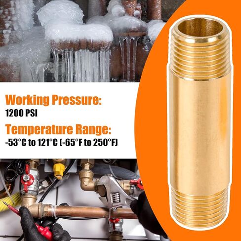 حلمة نحاسية طويلة، 1/2 بوصة × 1/2 بوصة، طول 3 بوصة، استبدال أنبوب ذكر NPT، يناسب الوقود والهواء والماء والزيت والغاز WOG (عدد واحد) in Kuwait