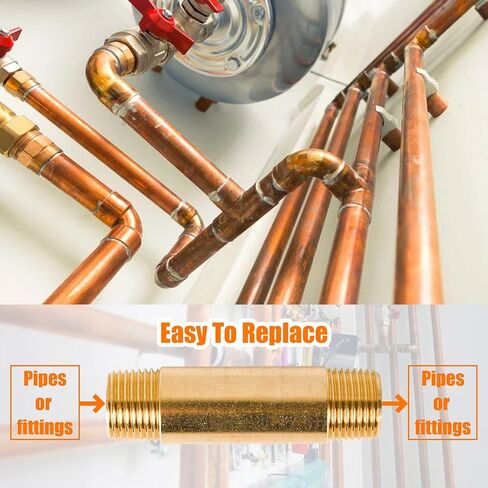 حلمة نحاسية طويلة، 1/2 بوصة × 1/2 بوصة، طول 3 بوصة، استبدال أنبوب ذكر NPT، يناسب الوقود والهواء والماء والزيت والغاز WOG (عدد واحد) in Kuwait