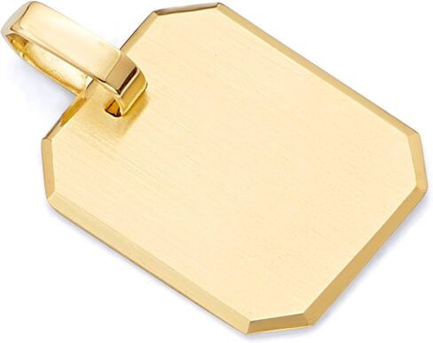 GoldenMine 14k Yellow Gold Retangular Engravable Hollow Pendant (Size : 21 x 12 mm) in Saudi Arabia