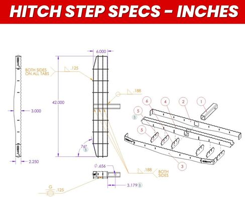 Gen -y Hitch خطوة عريضة شاقة واسعة للغاية مع مكشطة التمهيد المسننة لجهاز الاستقبال 2 " - سعة 600 رطل - أسود in Saudi Arabia