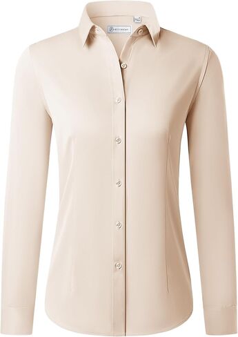 siliteelon Button Down Shirts for Women Long Sleeve Dress Shirts Wrinkle Free Collared Work Office Solid Blouses Tops in Saudi Arabia