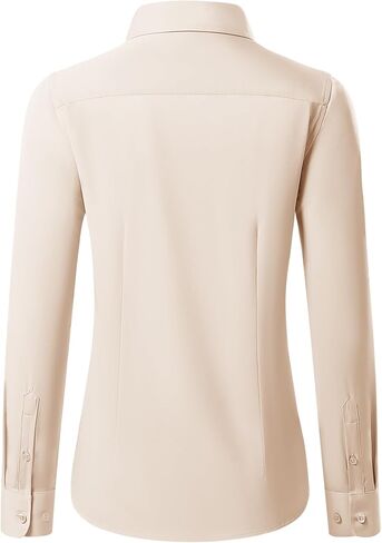 siliteelon Button Down Shirts for Women Long Sleeve Dress Shirts Wrinkle Free Collared Work Office Solid Blouses Tops in Saudi Arabia