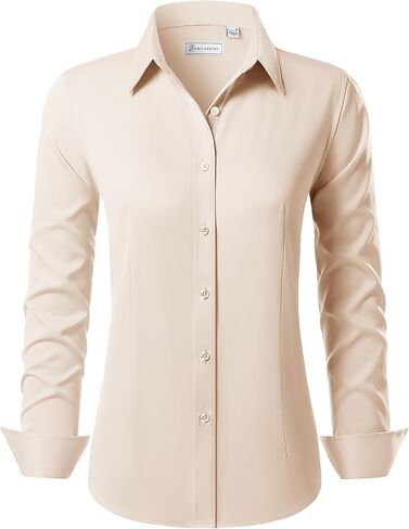 siliteelon Button Down Shirts for Women Long Sleeve Dress Shirts Wrinkle Free Collared Work Office Solid Blouses Tops in Saudi Arabia