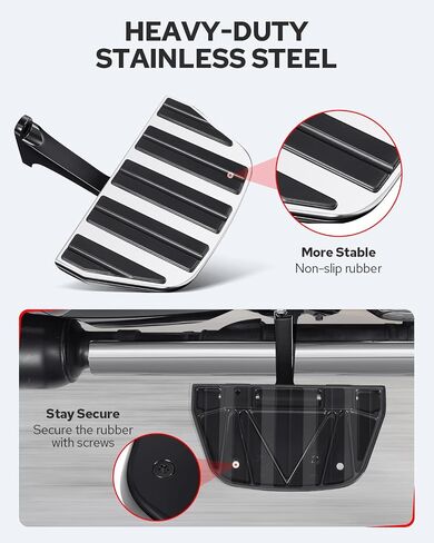 Benlari Passenger Floorboards Motorcycle Footboards Stainless Steel with Mount Kits Compatible with Harley Davidson Touring Road King Street Glide Road Glide Electra Glide 1993-2024 Style3(Black） in Saudi Arabia