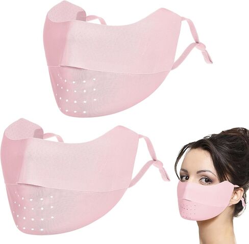 2pcs قناع الوجه الأشعة فوق البنفسجية ، UPF50+ قناع الوجه الحماية من أشعة الشمس من أشعة الشمس الحرير أقنعة قابلة للغسل حلقة قابلة للتعديل للهبوط في الهواء الطلق in Saudi Arabia