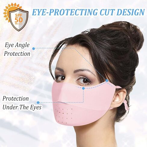 2pcs قناع الوجه الأشعة فوق البنفسجية ، UPF50+ قناع الوجه الحماية من أشعة الشمس من أشعة الشمس الحرير أقنعة قابلة للغسل حلقة قابلة للتعديل للهبوط في الهواء الطلق in Saudi Arabia