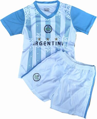 Kids Soccer Jersey Set For Fan Inspired Designs Youths Football Uniforms Boys Girls Shirt Short Outfits Ages 3-13 V-Neck in Saudi Arabia
