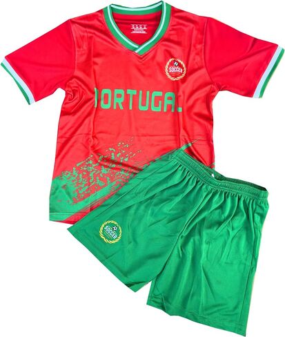 Kids Soccer Jersey Set For Fan Inspired Designs Youths Football Uniforms Boys Girls Shirt Short Outfits Ages 3-13 V-Neck in Saudi Arabia