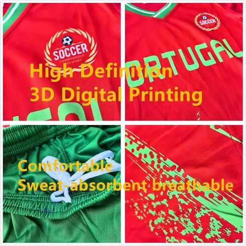 Kids Soccer Jersey Set For Fan Inspired Designs Youths Football Uniforms Boys Girls Shirt Short Outfits Ages 3-13 V-Neck in Saudi Arabia