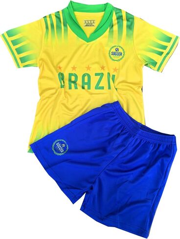 Kids Soccer Jersey Set For Fan Inspired Designs Youths Football Uniforms Boys Girls Shirt Short Outfits Ages 3-13 V-Neck in Saudi Arabia