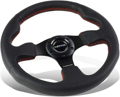 NRG Innovations RST-012R-RS عجلة قيادة مقوى (320 مم رياضي توجيه عجلة توجيه حمراء) غرزة حمراء) in Saudi Arabia