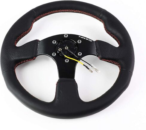 NRG Innovations RST-012R-RS عجلة قيادة مقوى (320 مم رياضي توجيه عجلة توجيه حمراء) غرزة حمراء) in Saudi Arabia