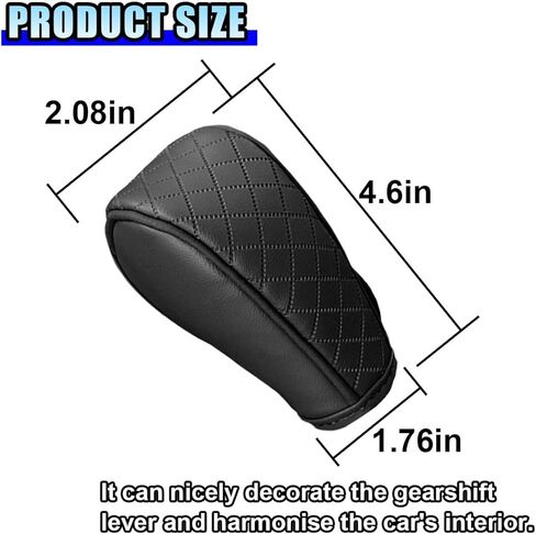 Leather Car Gear Shift Knob Cover, Anti-Slip Breathable Car Shifter Lever Cover, Automatic Shift Knob Handle Protector, Universal Auto Interior Decorative Accessory for Sedan, SUV (Black/Red) in Saudi Arabia