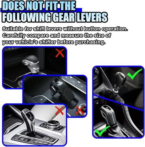 Leather Car Gear Shift Knob Cover, Anti-Slip Breathable Car Shifter Lever Cover, Automatic Shift Knob Handle Protector, Universal Auto Interior Decorative Accessory for Sedan, SUV (Black/Red) in Saudi Arabia