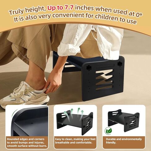 مسند قدم من الخيزران قابل للتعديل تحت المكتب، مسند قدم مريح مع ضبط 7 مستويات، مقعد مسند قدم مائل للمنزل والمكتب وغرفة النوم (خشب بورليوود) in Kuwait