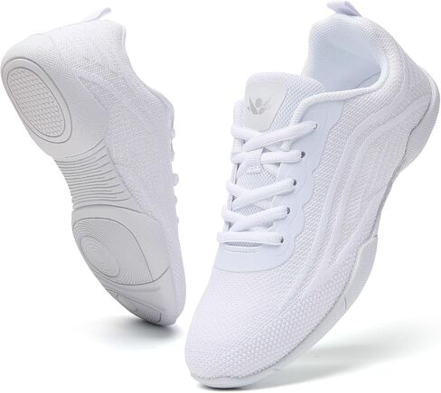 SECHRITE Cheer Shoes Women White Black Cheerleading Dance Sneakers for Cheer Practice and Competition, Athletic Flat Walking Tennis Shoes for Adults in Kuwait