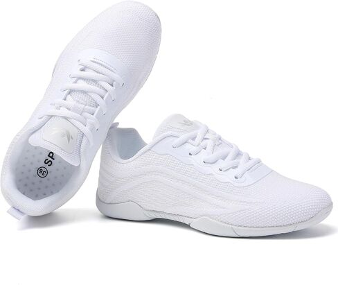 SECHRITE Cheer Shoes Women White Black Cheerleading Dance Sneakers for Cheer Practice and Competition, Athletic Flat Walking Tennis Shoes for Adults in Kuwait