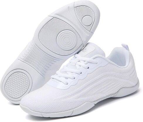 SECHRITE Cheer Shoes Women White Black Cheerleading Dance Sneakers for Cheer Practice and Competition, Athletic Flat Walking Tennis Shoes for Adults in Kuwait