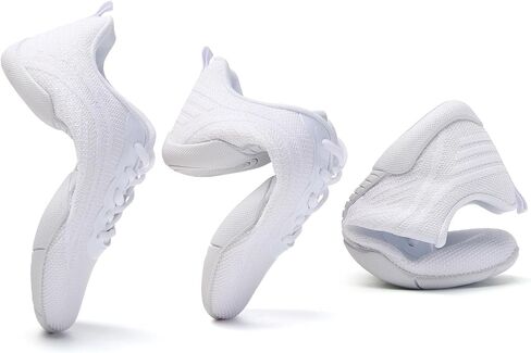 SECHRITE Cheer Shoes Women White Black Cheerleading Dance Sneakers for Cheer Practice and Competition, Athletic Flat Walking Tennis Shoes for Adults in Kuwait