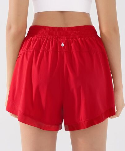 نساء 2 في 1 شورتات الجري 3 "بطانة مدمجة سريعة الجافة عالية الخصر مع جيوب صالة رياضية خفيفة الوزن in Kuwait