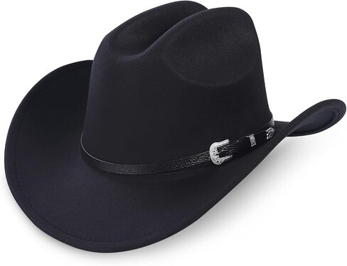 Western Cowboy Hat for Men Women Classic Wide Brim Roll Up Fedora Hat with Buckle Belt in Saudi Arabia