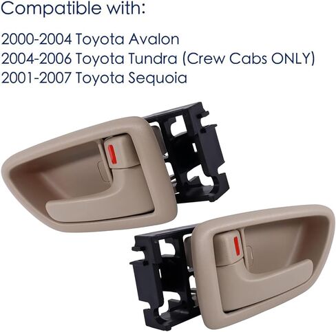 2Pcs Interior Door Handles Driver & Passenger Side for 2001-07 Toyota Sequoia, 2000-2004 Avalon, 2004-2006 Tundra - Crew Cab ONLY - Four Full-Sized Doors - Beige in Saudi Arabia