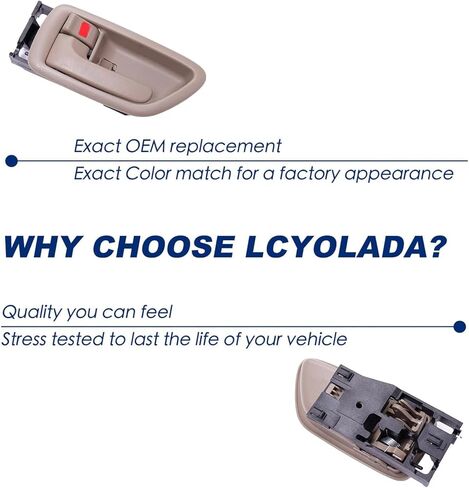 2Pcs Interior Door Handles Driver & Passenger Side for 2001-07 Toyota Sequoia, 2000-2004 Avalon, 2004-2006 Tundra - Crew Cab ONLY - Four Full-Sized Doors - Beige in Saudi Arabia