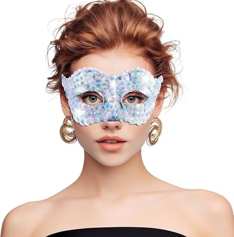 Bounzhi Women Masquerade Mask Glitter Venetian Masks Seashell Costume Mask for Ball Party in Kuwait