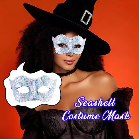 Bounzhi Women Masquerade Mask Glitter Venetian Masks Seashell Costume Mask for Ball Party in Kuwait