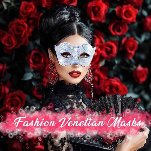 Bounzhi Women Masquerade Mask Glitter Venetian Masks Seashell Costume Mask for Ball Party in Kuwait