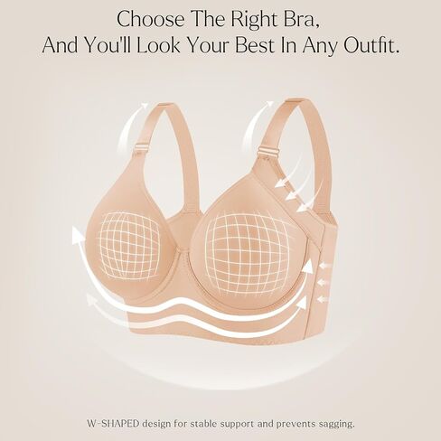 QDN Underwire Full Coverage Bra – Supportive, Comfortable Push Up Bra for Back Fat and Side Smoothing in Saudi Arabia