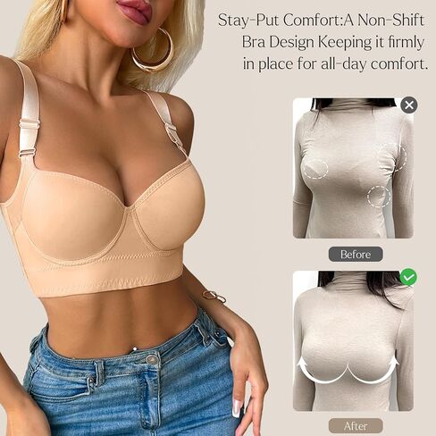 QDN Underwire Full Coverage Bra – Supportive, Comfortable Push Up Bra for Back Fat and Side Smoothing in Saudi Arabia