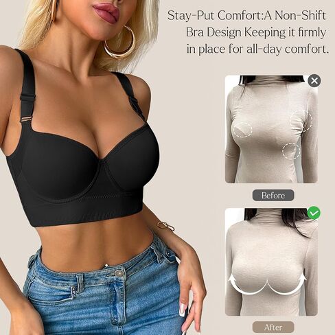 QDN Underwire Full Coverage Bra – Supportive, Comfortable Push Up Bra for Back Fat and Side Smoothing in Saudi Arabia